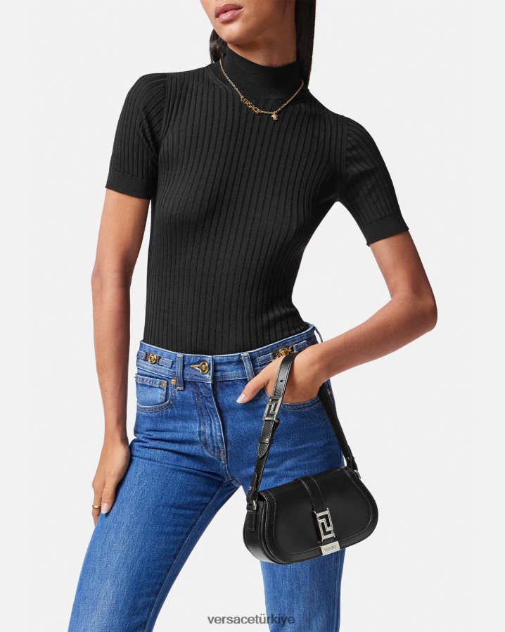 Versace greca tanrıçası mini omuz çantası kadınlar siyah çanta B0HHR8247