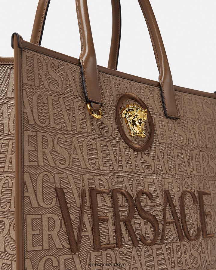 Versace allover büyük taşıma çantası kadınlar kahverengi çanta B0HHR8321