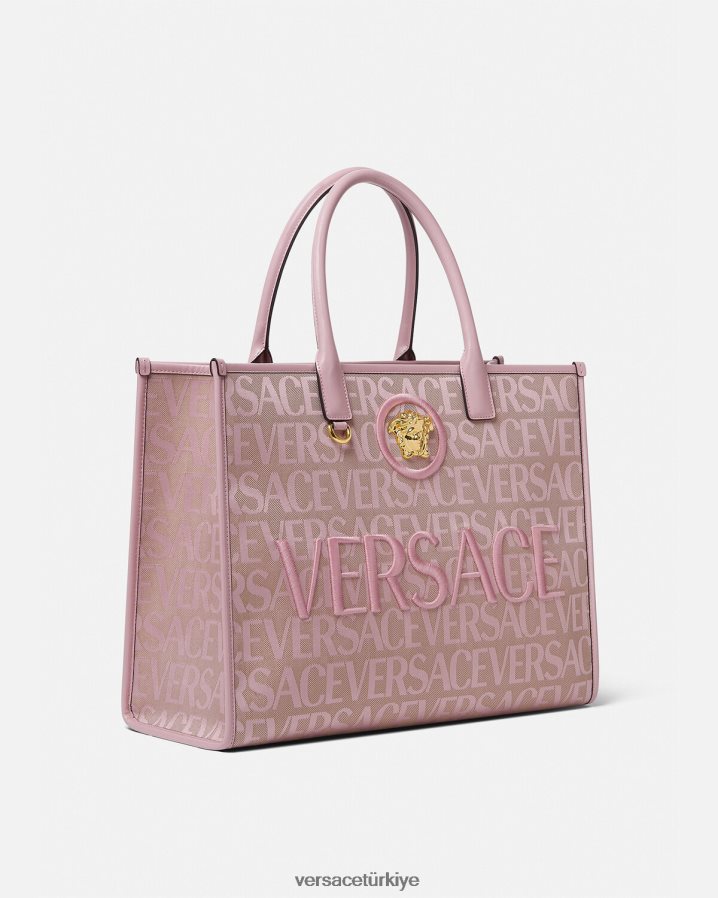 Versace allover büyük taşıma çantası kadınlar pembe ve baskı çanta B0HHR8320