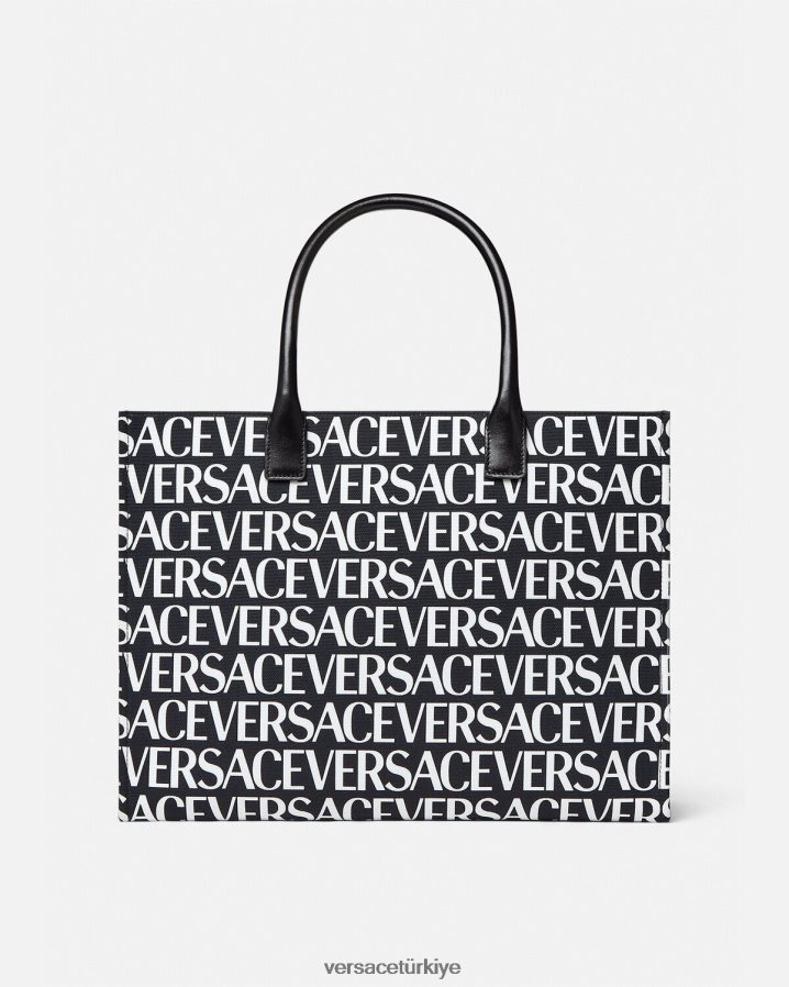 Versace allover büyük taşıma çantası kadınlar siyah çanta B0HHR8322