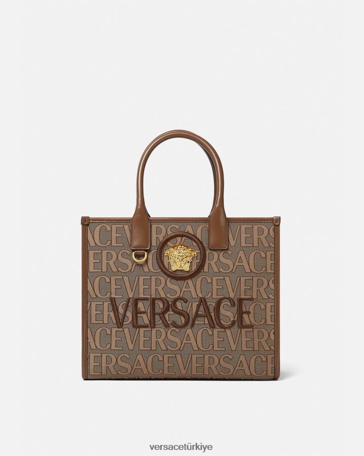 Versace allover küçük taşıma çantası kadınlar kahverengi çanta B0HHR8316