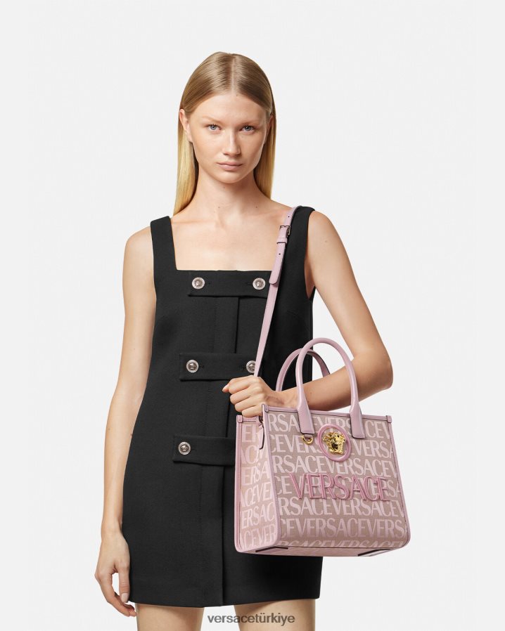 Versace allover küçük taşıma çantası kadınlar pembe ve baskı çanta B0HHR8317