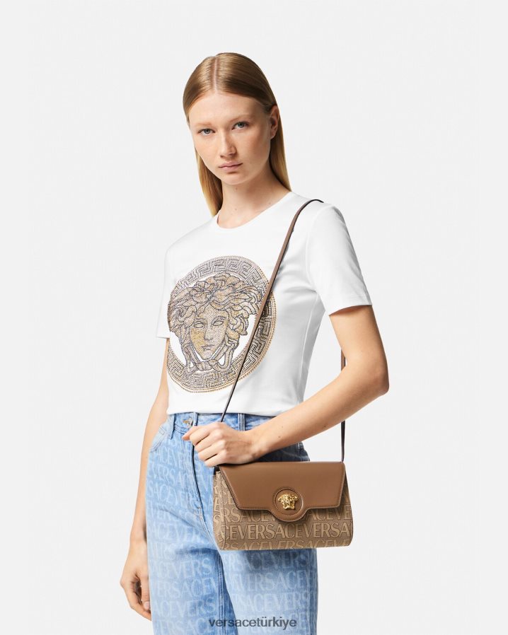 Versace allover la medusa çapraz askılı çanta kadınlar kahverengi çanta B0HHR8327