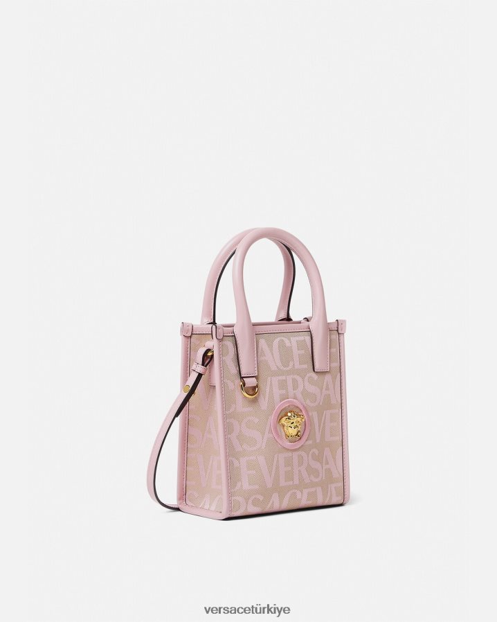 Versace allover mini tote çanta kadınlar pembe ve baskı çanta B0HHR8319