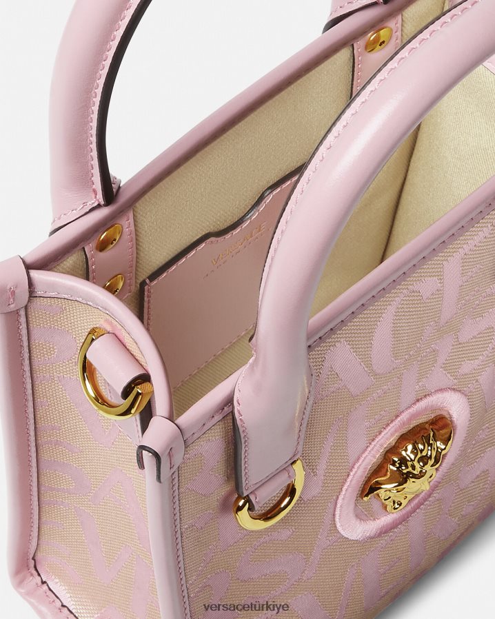 Versace allover mini tote çanta kadınlar pembe ve baskı çanta B0HHR8319