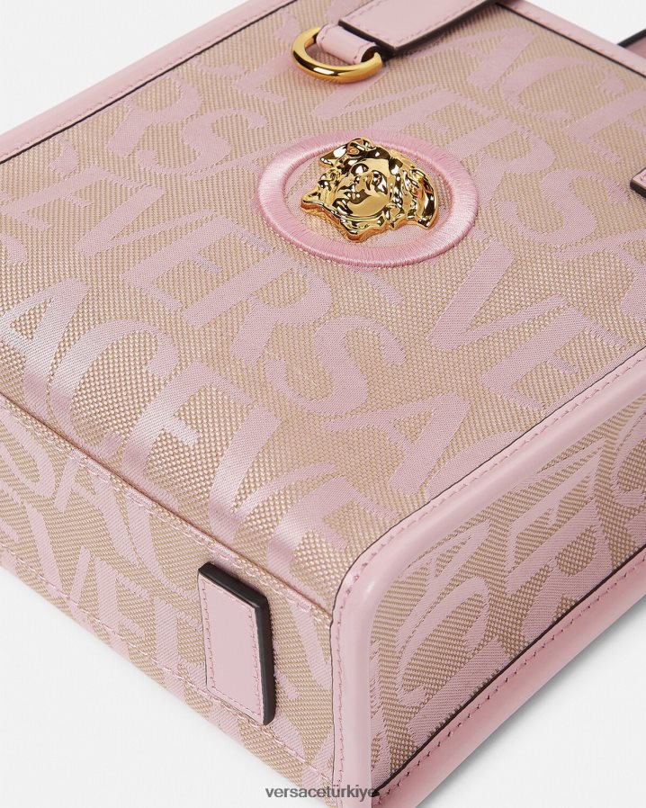 Versace allover mini tote çanta kadınlar pembe ve baskı çanta B0HHR8319