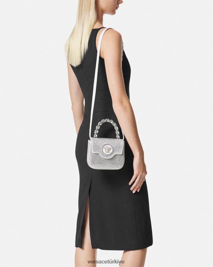 Versace kristal la medusa mini çanta kadınlar beyaz çanta B0HHR8314