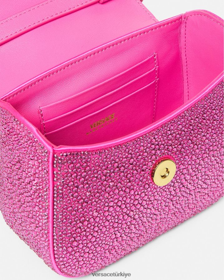 Versace kristal la medusa mini çanta kadınlar fuşya çanta B0HHR8315