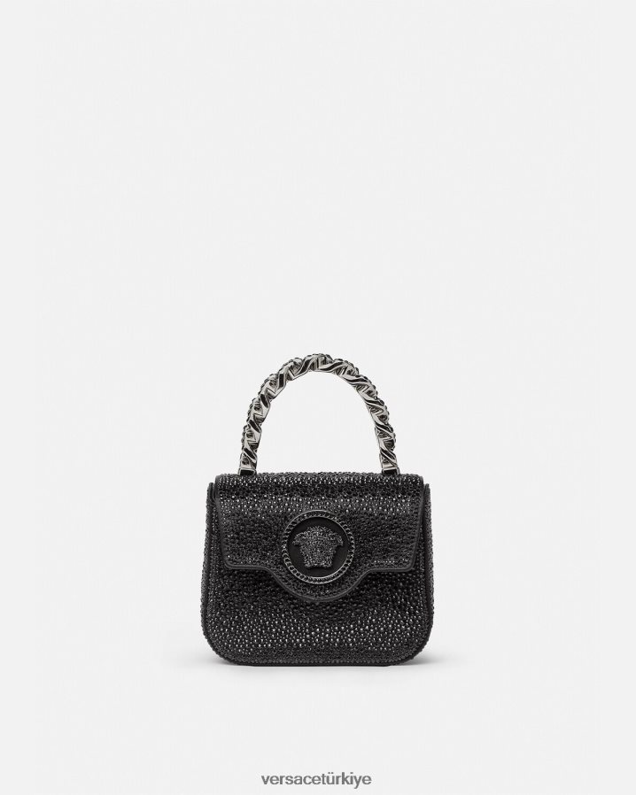 Versace kristal la medusa mini çanta kadınlar siyah çanta B0HHR8313