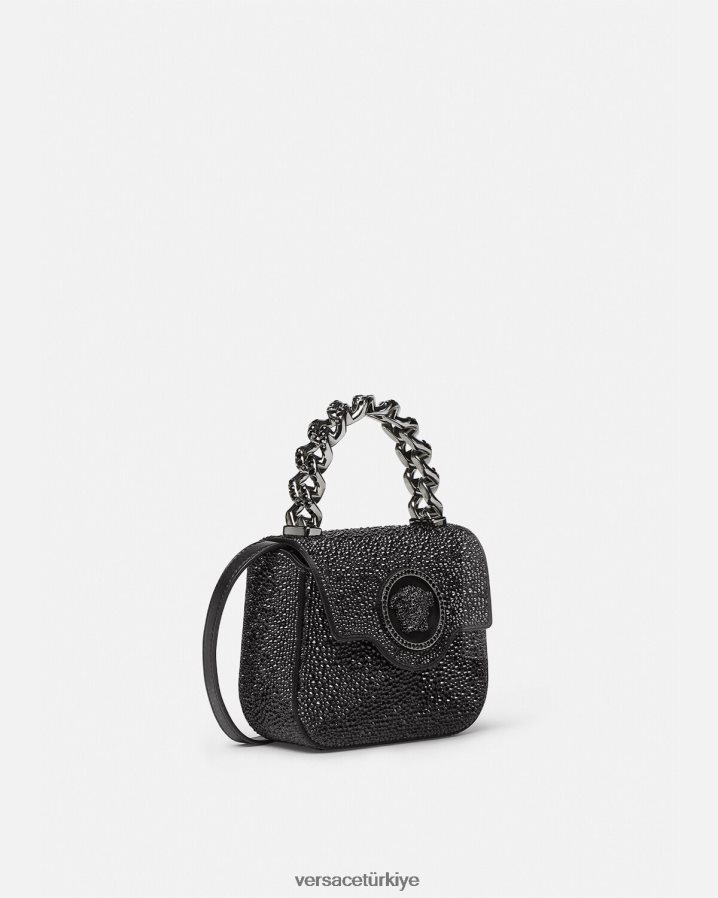 Versace kristal la medusa mini çanta kadınlar siyah çanta B0HHR8313