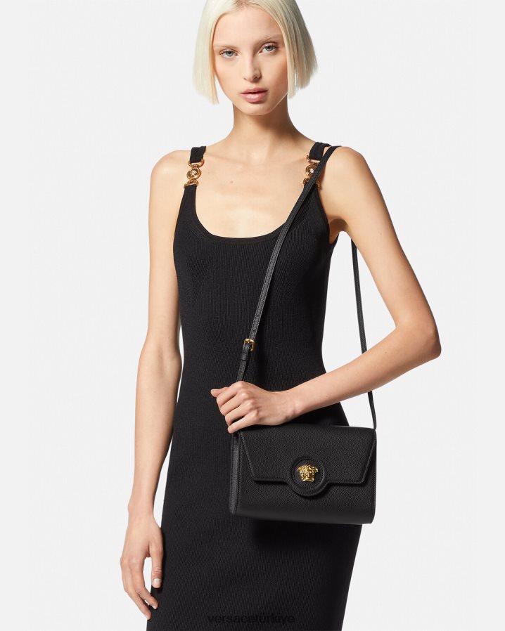 Versace la medusa çapraz askılı çanta kadınlar siyah çanta B0HHR8344