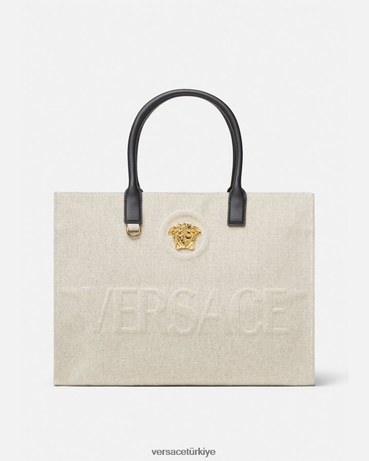 Versace la medusa büyük taşıma çantası kadınlar bej çanta B0HHR8340
