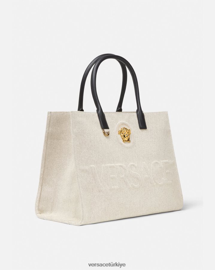 Versace la medusa büyük taşıma çantası kadınlar bej çanta B0HHR8340