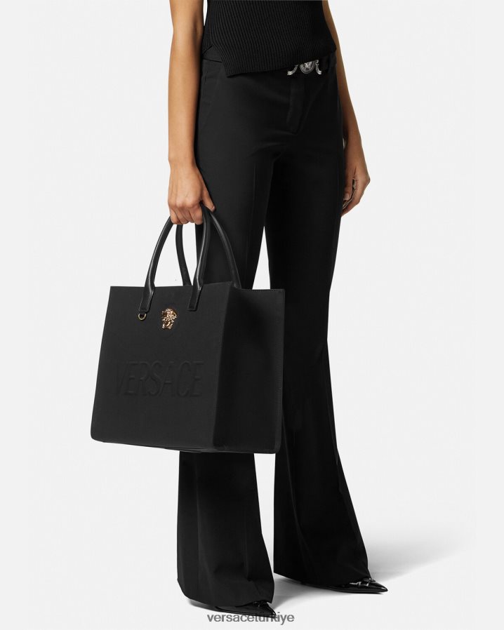 Versace la medusa büyük taşıma çantası kadınlar siyah çanta B0HHR8341
