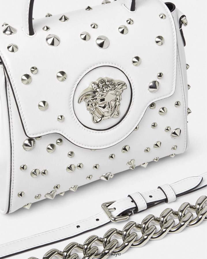 Versace la medusa çivili küçük çanta kadınlar beyaz çanta B0HHR8351