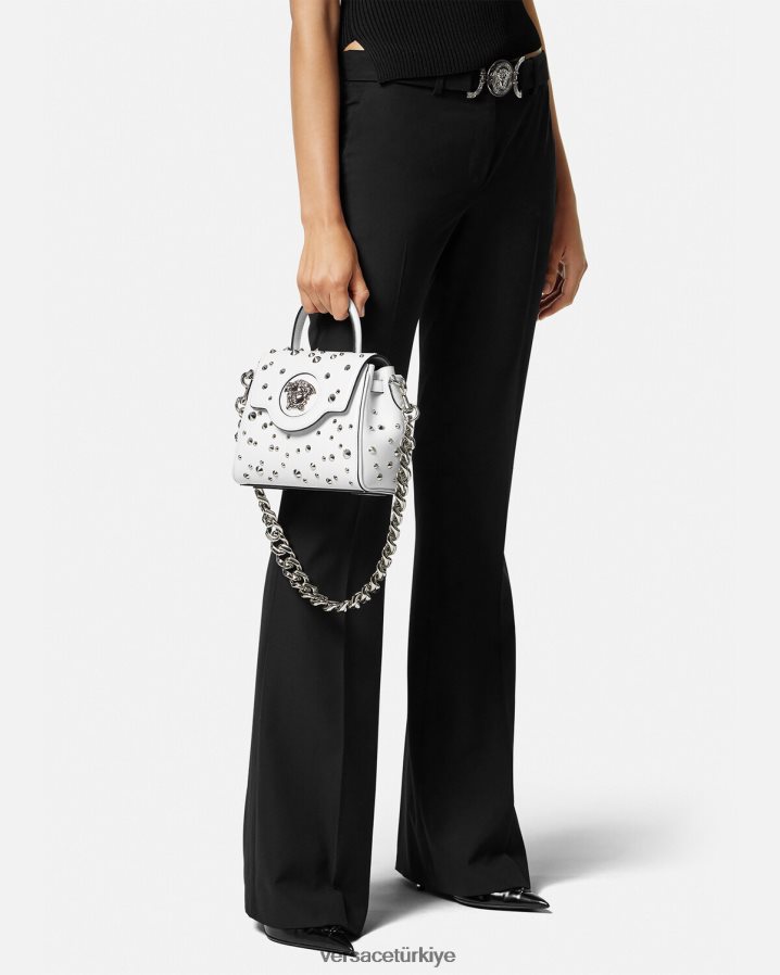 Versace la medusa çivili küçük çanta kadınlar beyaz çanta B0HHR8351