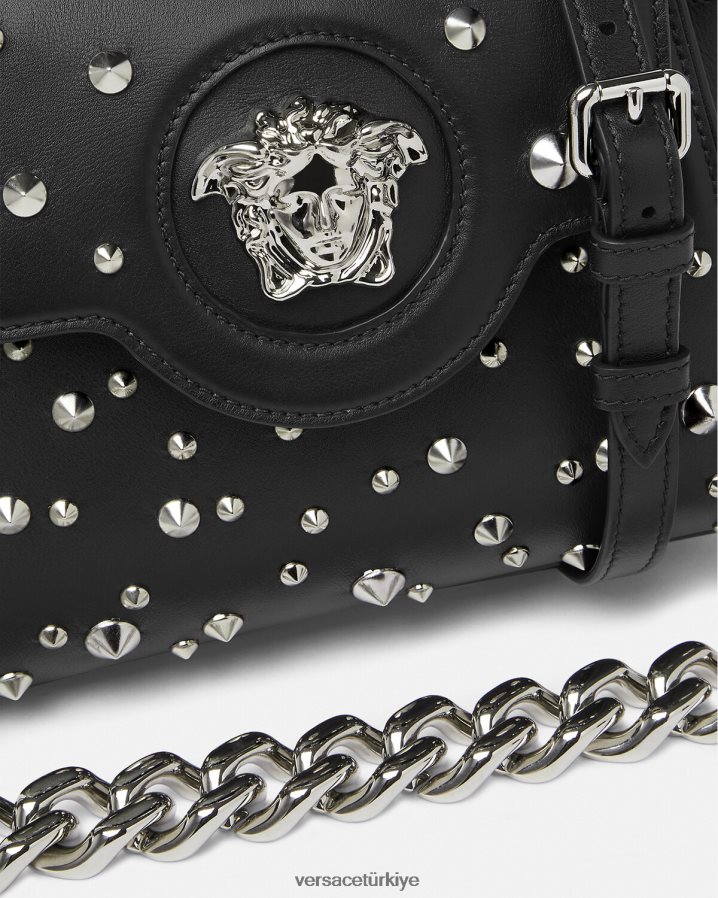 Versace la medusa çivili küçük çanta kadınlar siyah çanta B0HHR8350