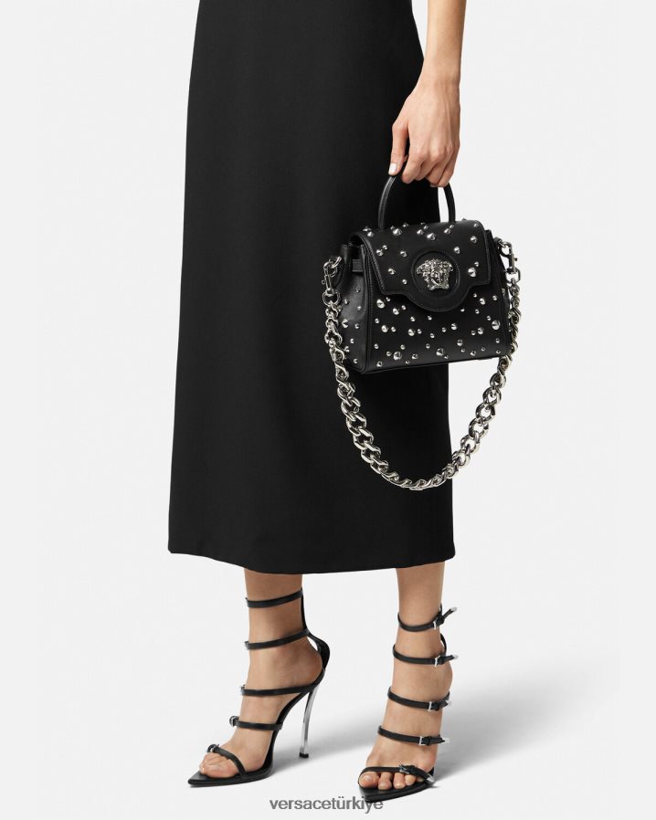 Versace la medusa çivili küçük çanta kadınlar siyah çanta B0HHR8350