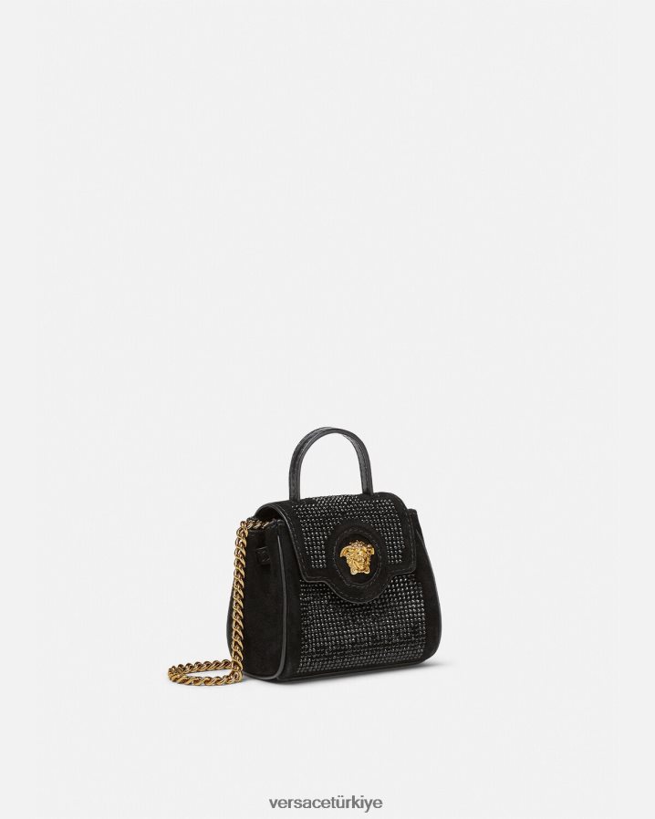 Versace la medusa çivili mikro çanta kadınlar siyah çanta B0HHR8329