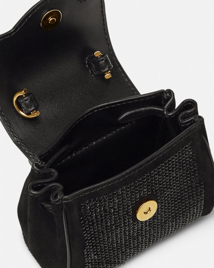 Versace la medusa çivili mikro çanta kadınlar siyah çanta B0HHR8329