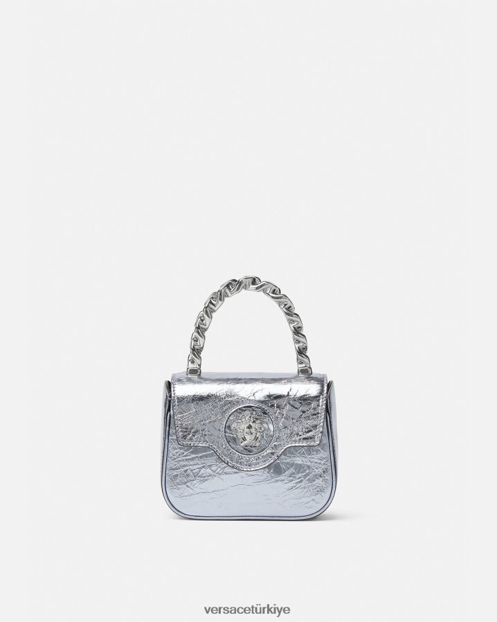 Versace la medusa metalik mini çanta kadınlar açık mavi çanta B0HHR8302