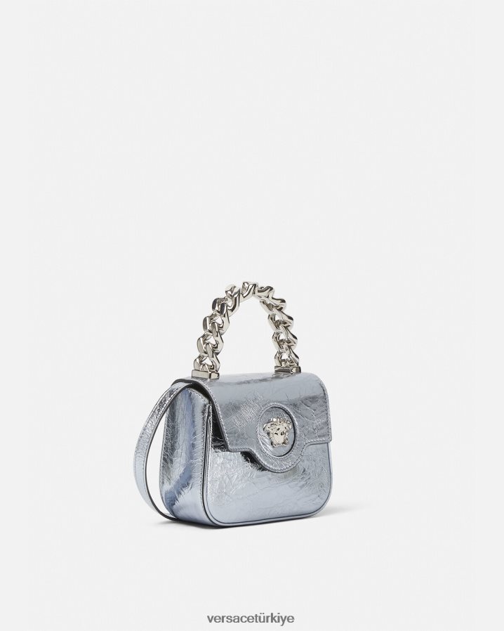 Versace la medusa metalik mini çanta kadınlar açık mavi çanta B0HHR8302