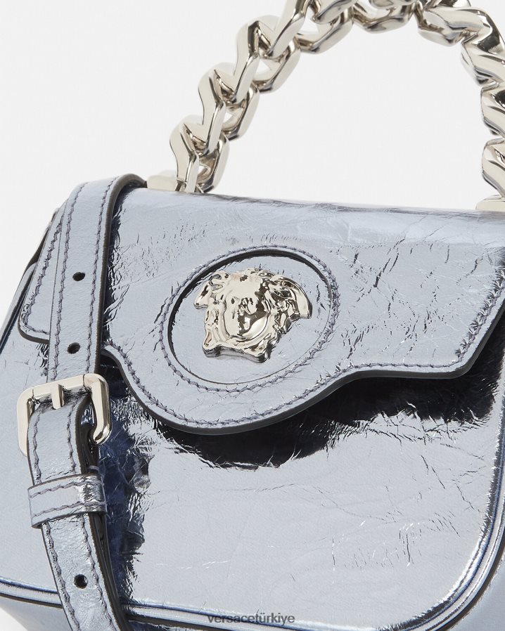 Versace la medusa metalik mini çanta kadınlar açık mavi çanta B0HHR8302