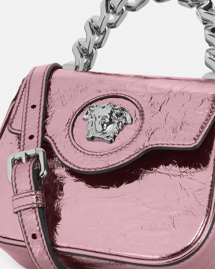 Versace la medusa metalik mini çanta kadınlar pembe çanta B0HHR8304
