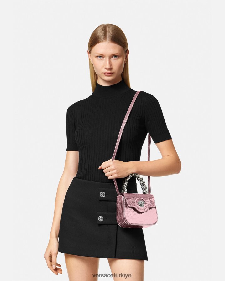 Versace la medusa metalik mini çanta kadınlar pembe çanta B0HHR8304