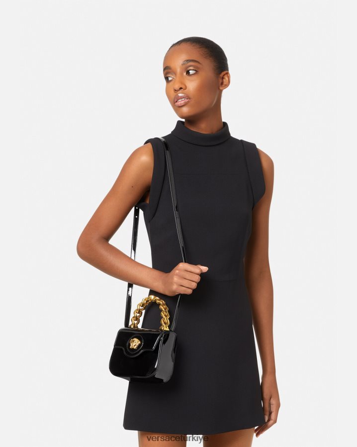 Versace la medusa mini çanta kadınlar siyah çanta B0HHR8311
