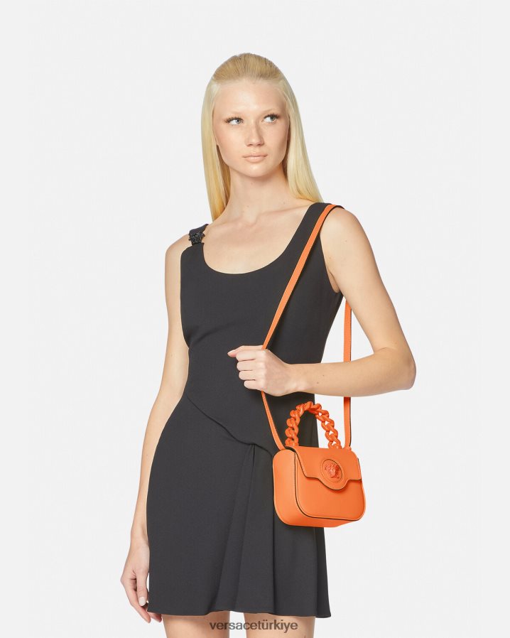 Versace la medusa mini çanta kadınlar turuncu çanta B0HHR8356