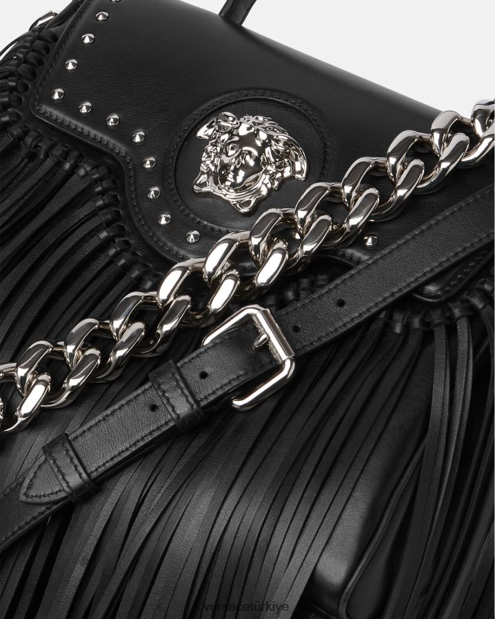 Versace la medusa saçaklı çanta kadınlar siyah çanta B0HHR8363