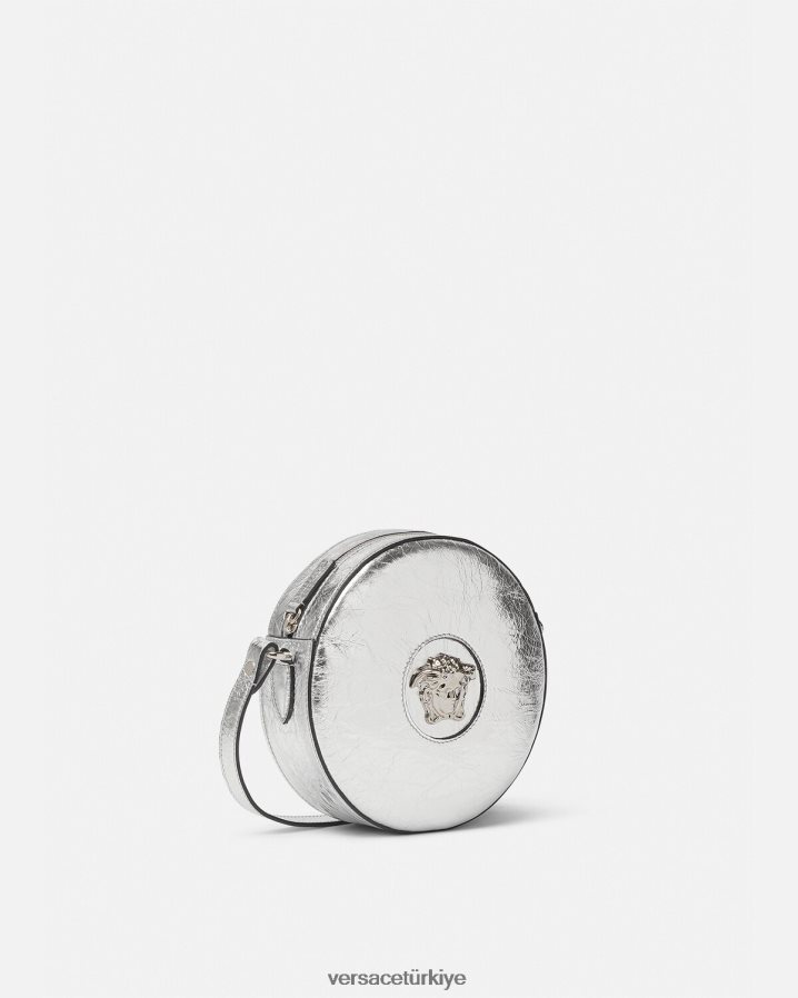 Versace la medusa yuvarlak çapraz çanta kadınlar gri çanta B0HHR8338