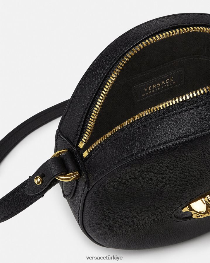 Versace la medusa yuvarlak kamera çantası kadınlar siyah çanta B0HHR8354