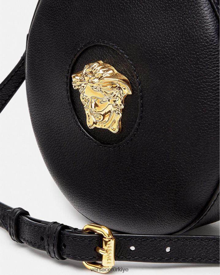 Versace la medusa yuvarlak kamera çantası kadınlar siyah çanta B0HHR8354