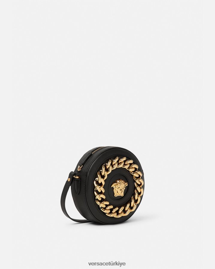 Versace la medusa yuvarlak kamera çantası kadınlar siyah çanta B0HHR8355