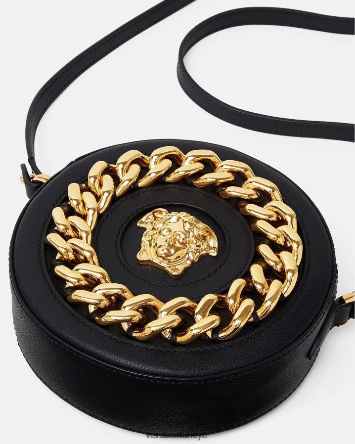 Versace la medusa yuvarlak kamera çantası kadınlar siyah çanta B0HHR8355