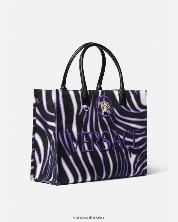 Versace zebra büyük taşıma çantası kadınlar baskı ve menekşe çanta B0HHR8349