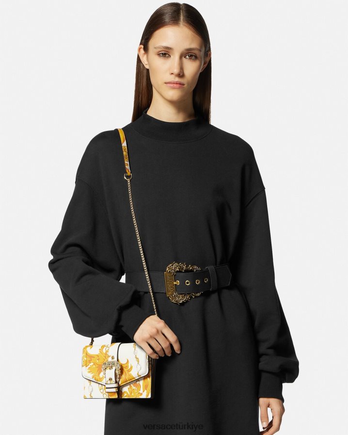 Versace zincir couture couture1 omuz çantası kadınlar altın ve beyaz çanta B0HHR82359