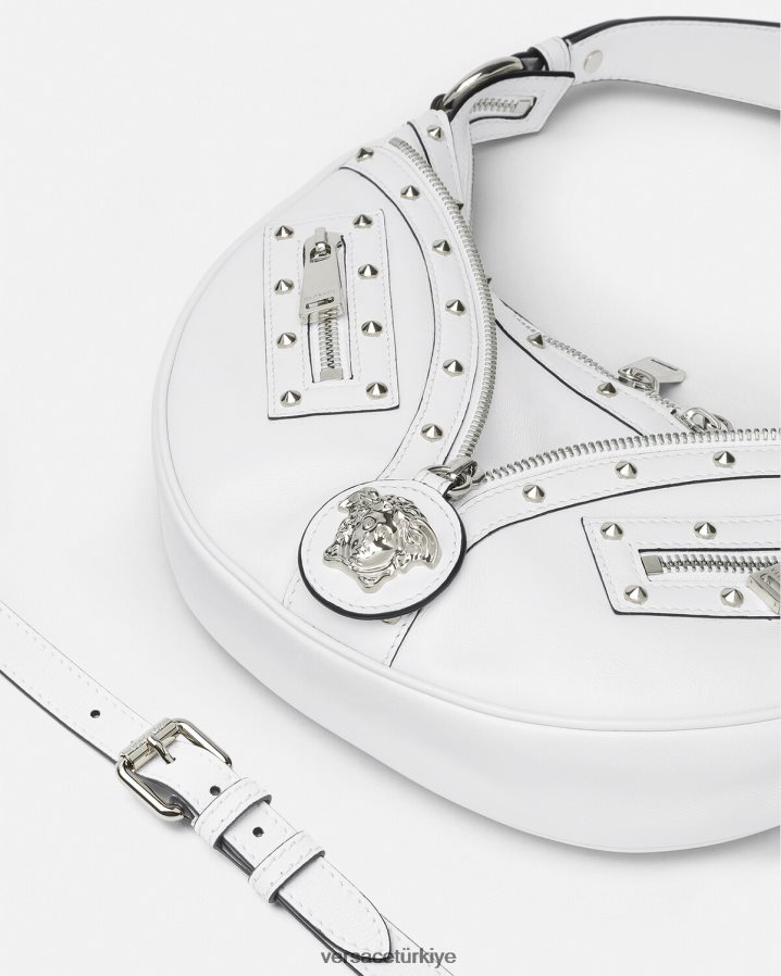 Versace küçük serseri çantayı tekrarla kadınlar beyaz çanta B0HHR8284