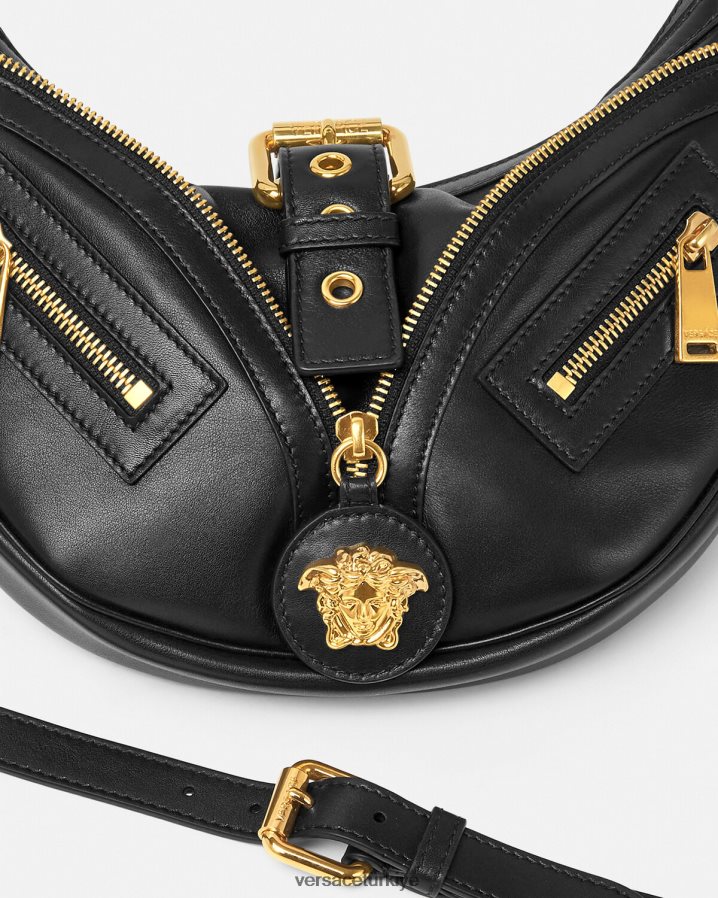 Versace küçük serseri çantayı tekrarla kadınlar siyah çanta B0HHR8274