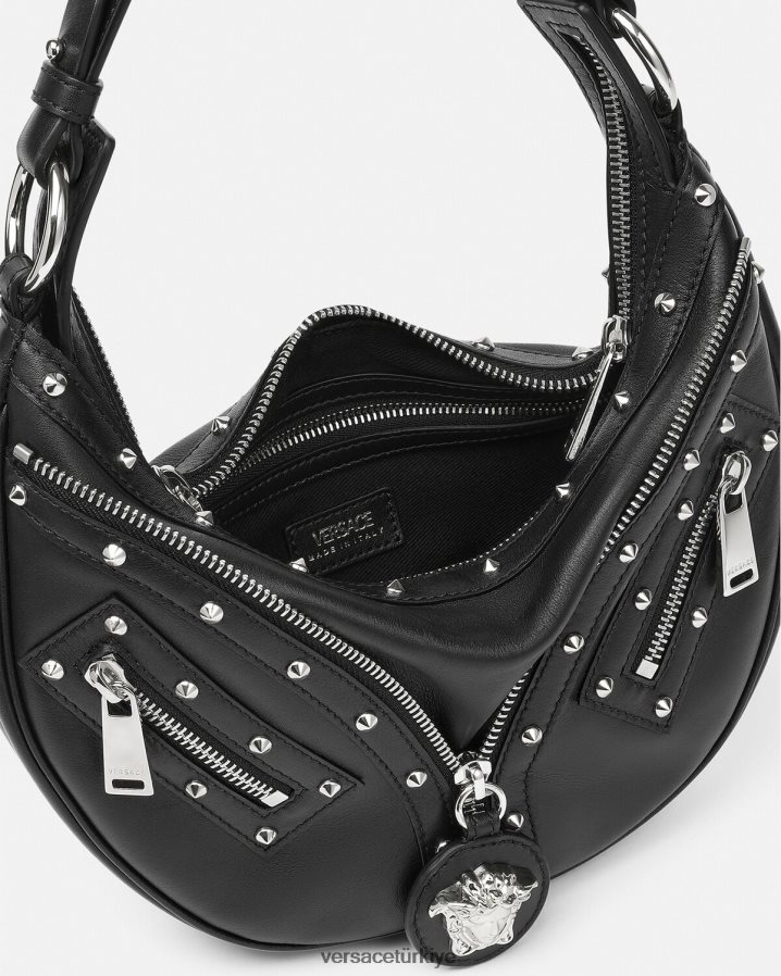 Versace küçük serseri çantayı tekrarla kadınlar siyah çanta B0HHR8283