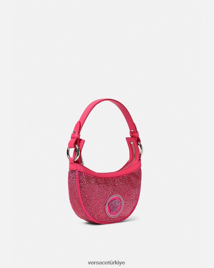 Versace kristal tekrarlı mini hobo çanta kadınlar fuşya çanta B0HHR8291