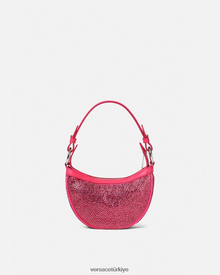 Versace kristal tekrarlı mini hobo çanta kadınlar fuşya çanta B0HHR8291