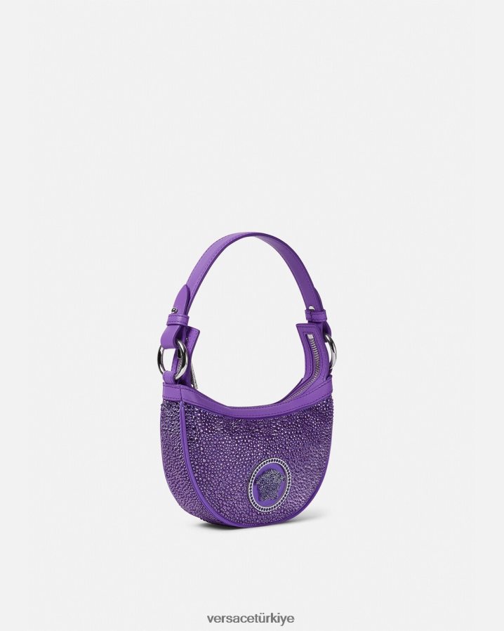 Versace kristal tekrarlı mini hobo çanta kadınlar menekşe çanta B0HHR8299