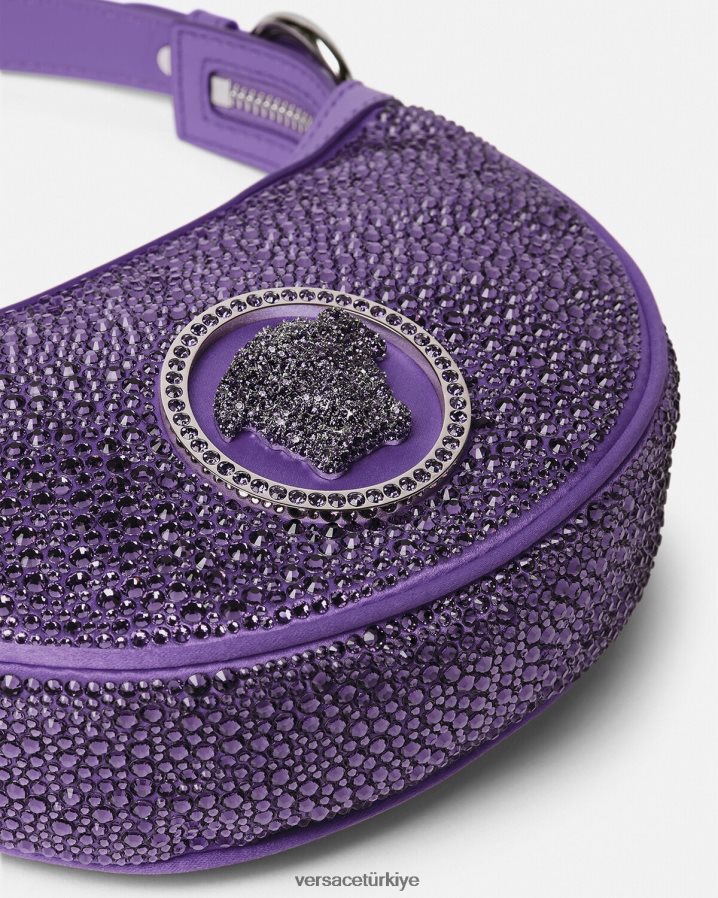 Versace kristal tekrarlı mini hobo çanta kadınlar menekşe çanta B0HHR8299