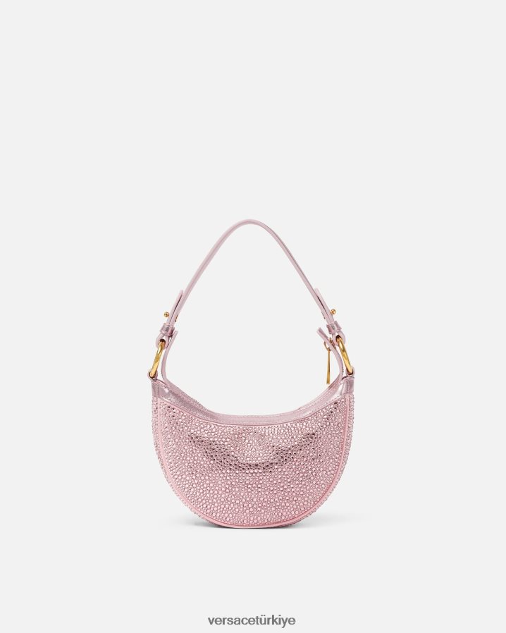 Versace kristal tekrarlı mini hobo çanta kadınlar pembe çanta B0HHR8275