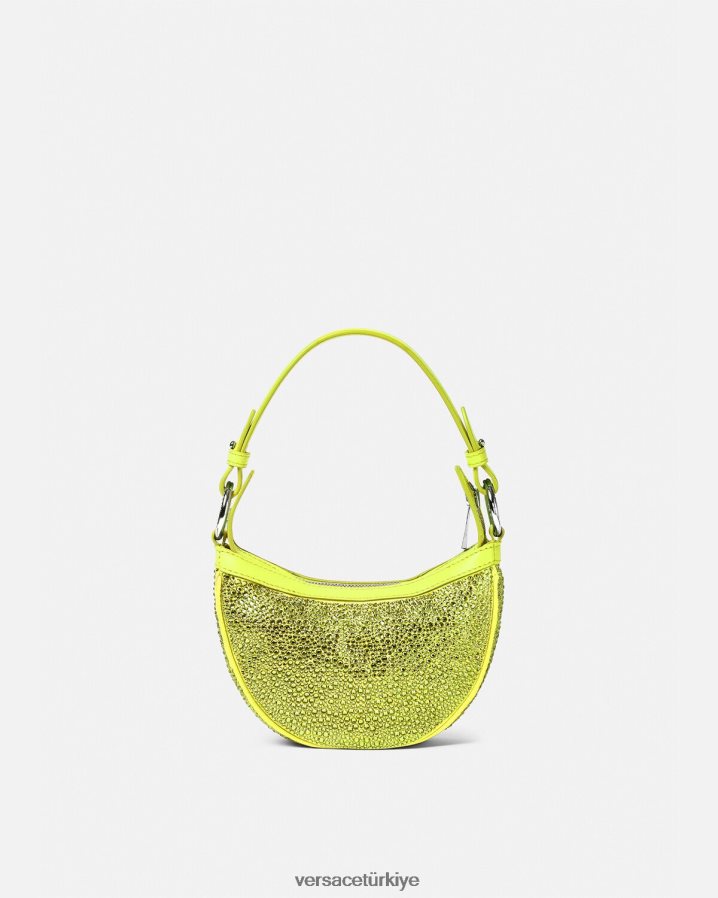 Versace kristal tekrarlı mini hobo çanta kadınlar sarı çanta B0HHR8293