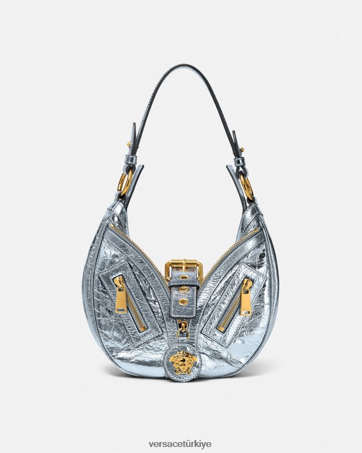 Versace metalik tekrarlı küçük serseri çanta kadınlar tek renk çanta B0HHR8277