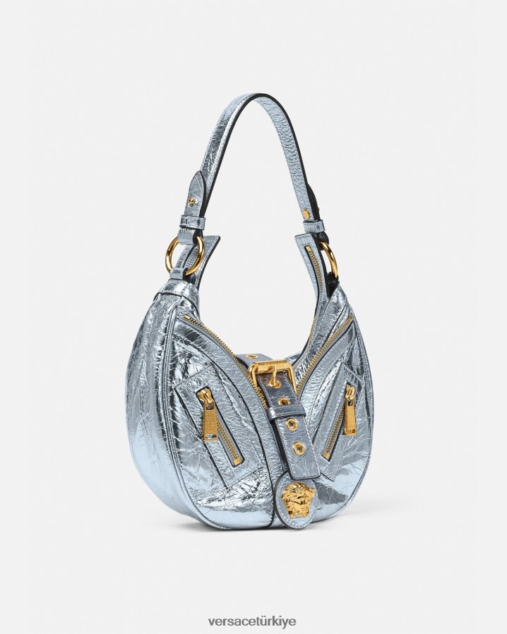 Versace metalik tekrarlı küçük serseri çanta kadınlar tek renk çanta B0HHR8277